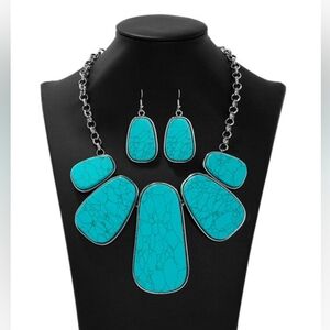 Turquoise Statement Necklace and Earring Set